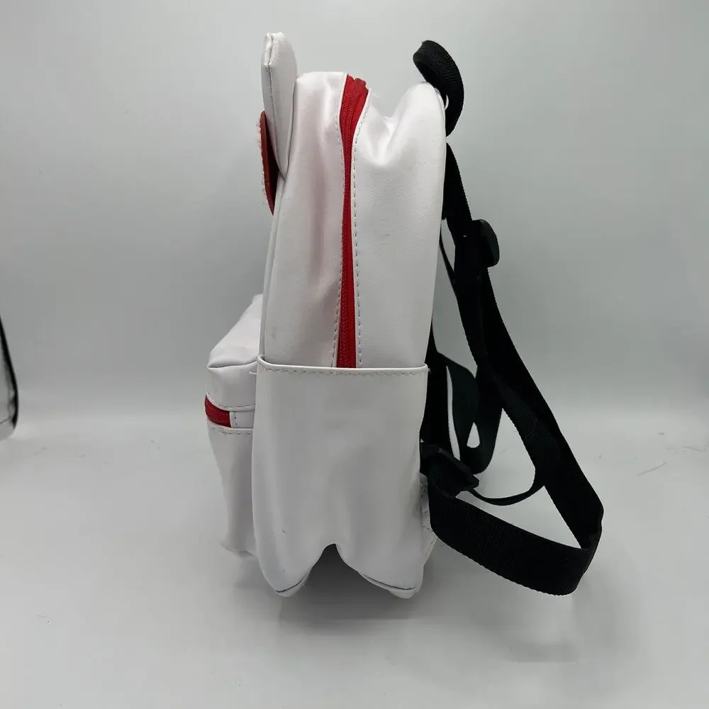 Hello Kitty Sanrio Mini Backpack - White & Red Faux Leather Zip Bag